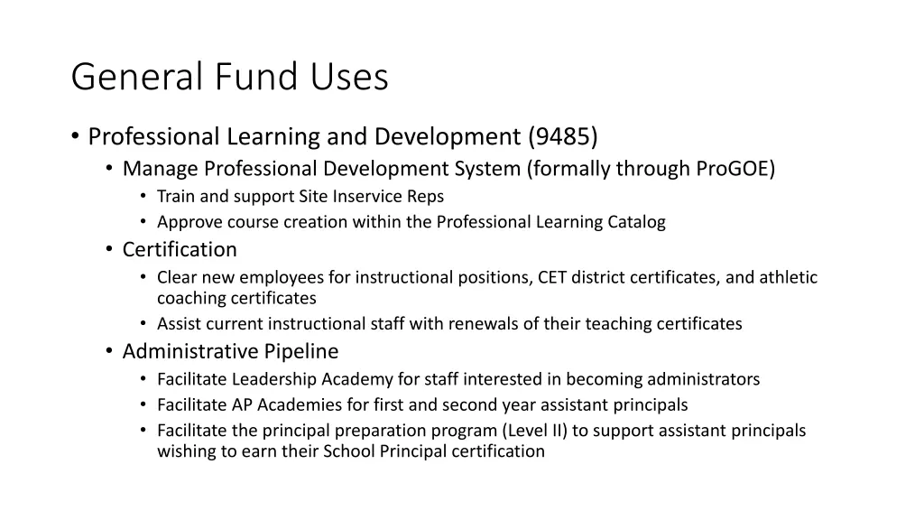 general fund uses 2