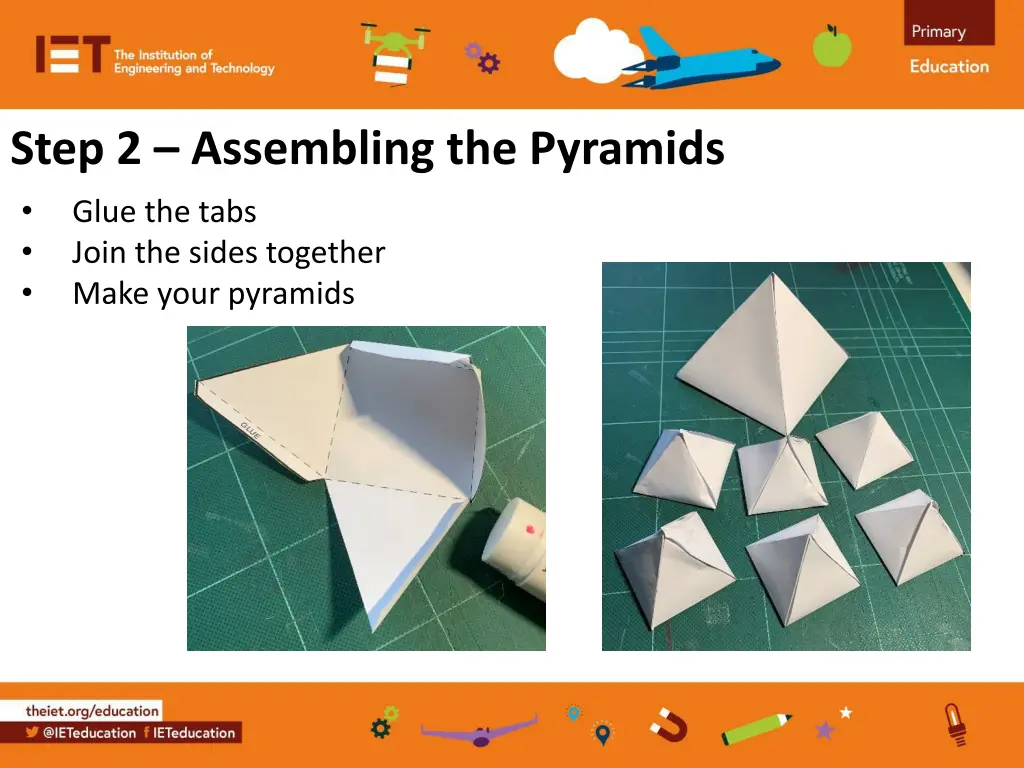 step 2 assembling the pyramids glue the tabs join