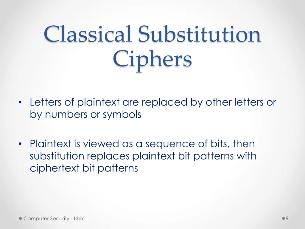 classical substitution ciphers