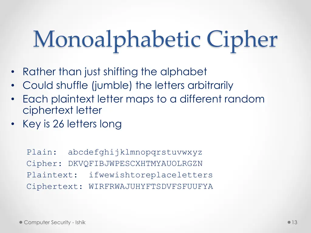 monoalphabetic cipher