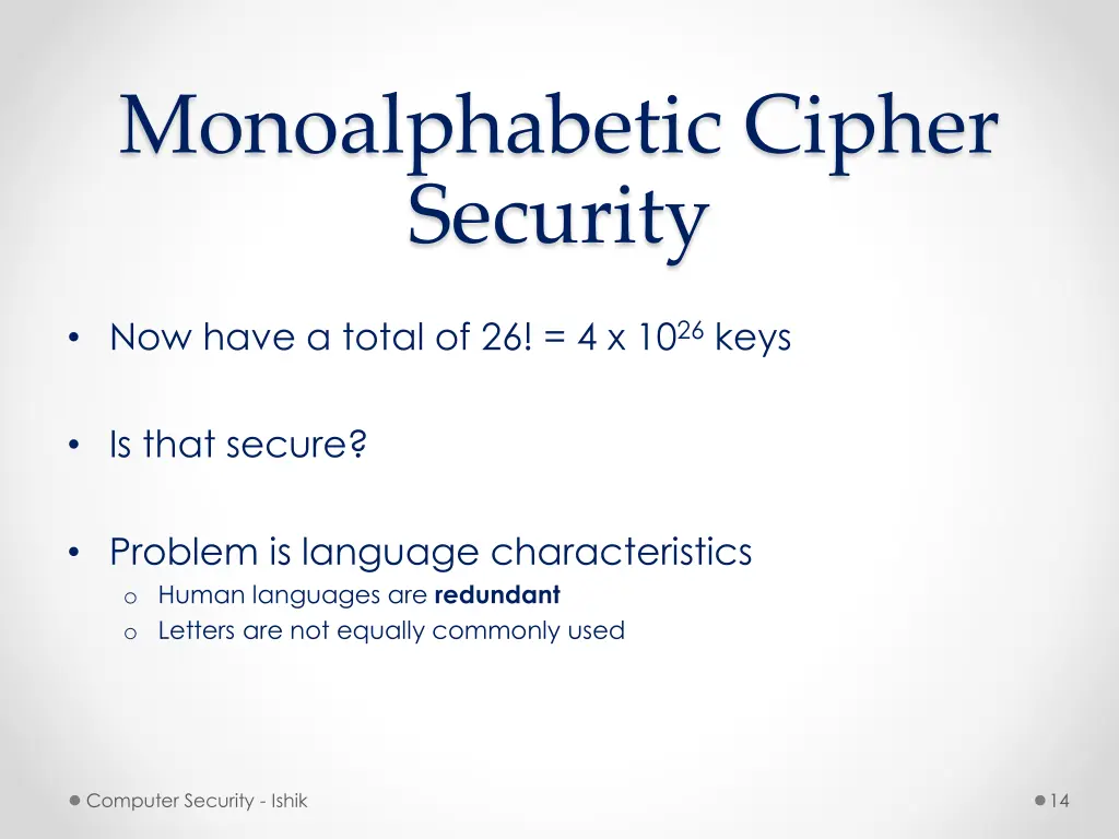 monoalphabetic cipher security