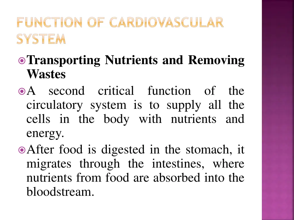 function of cardiovascular system 1