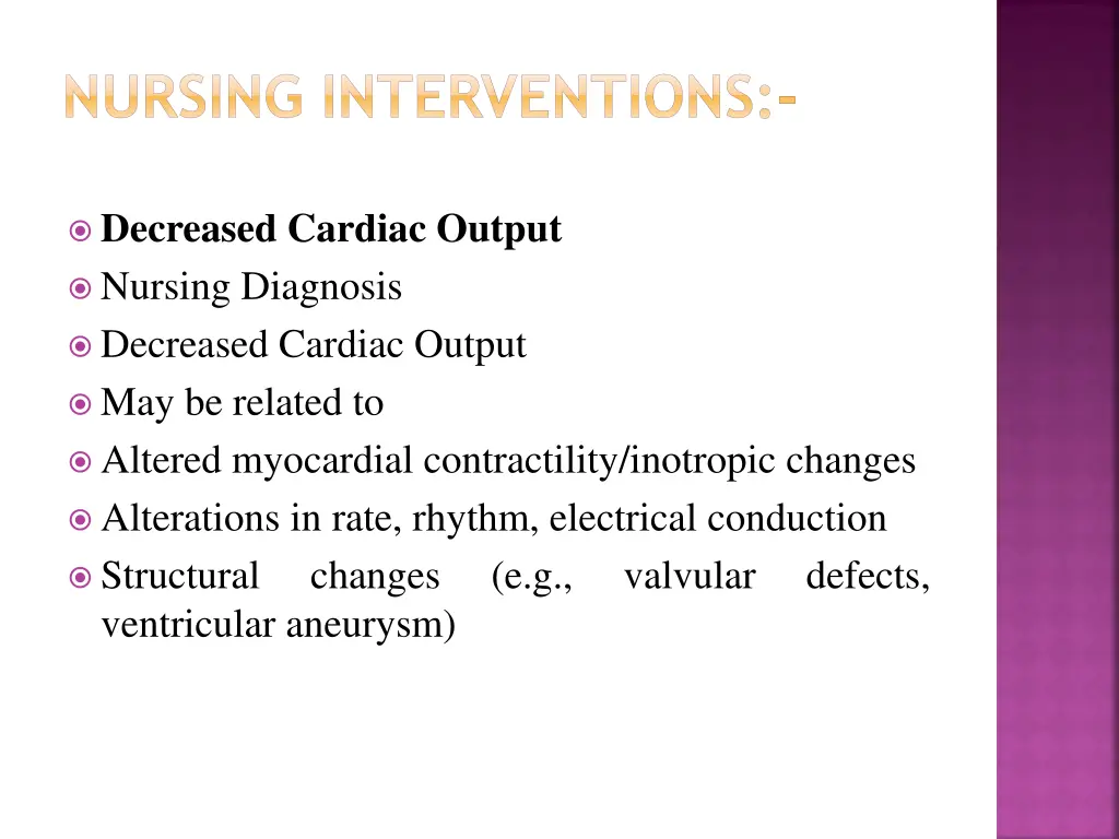 nursing interventions