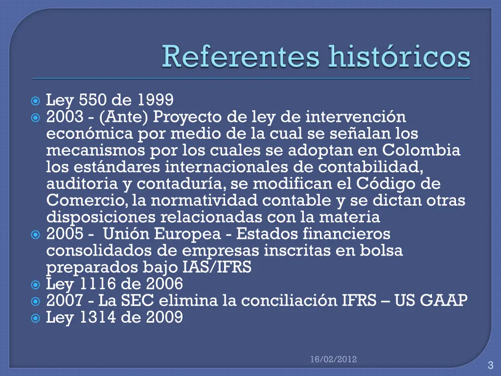 ley 550 de 1999 2003 ante proyecto