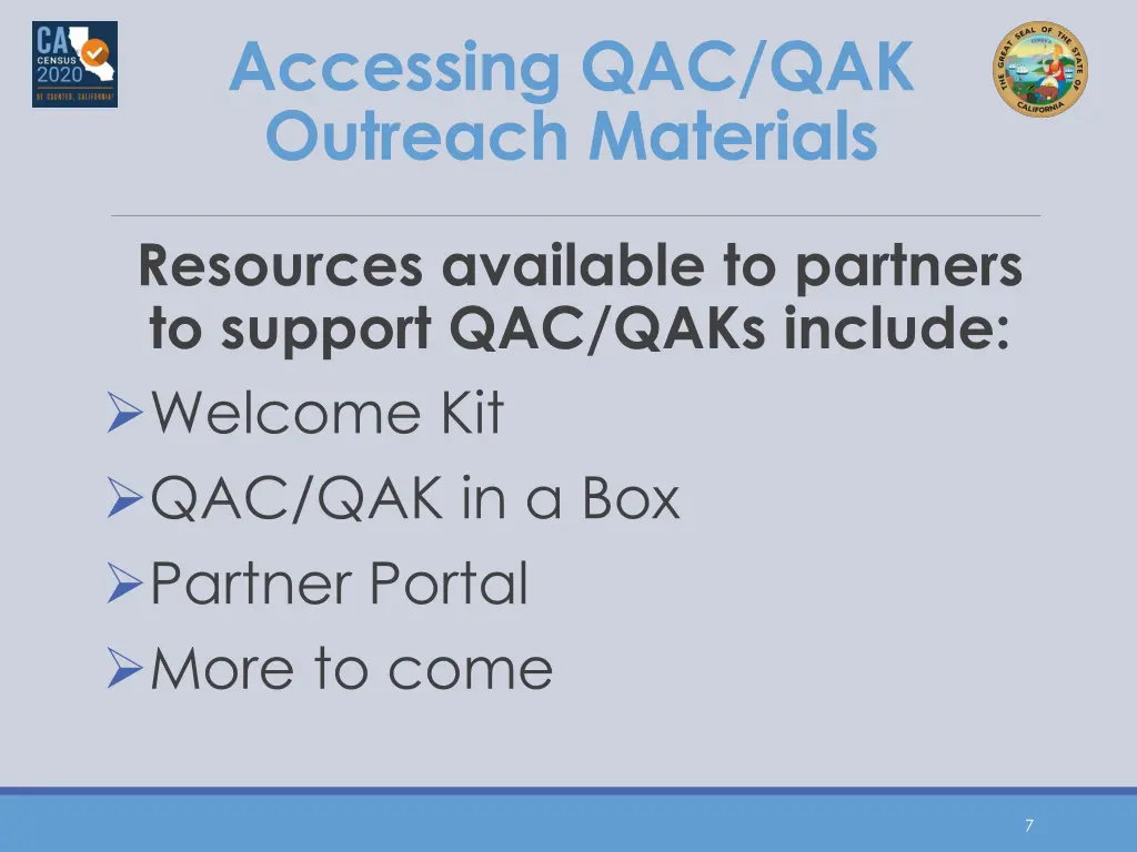 accessing qac qak outreach materials