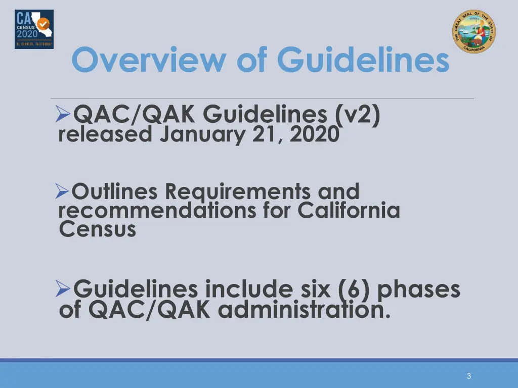 overview of guidelines