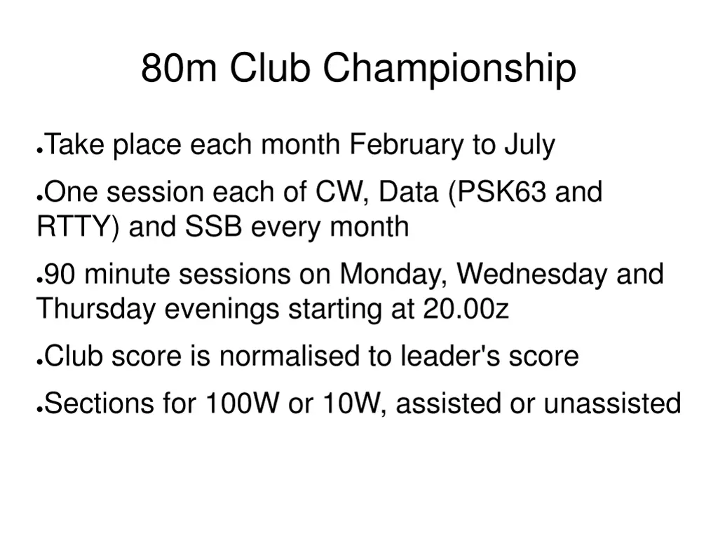 80m club championship