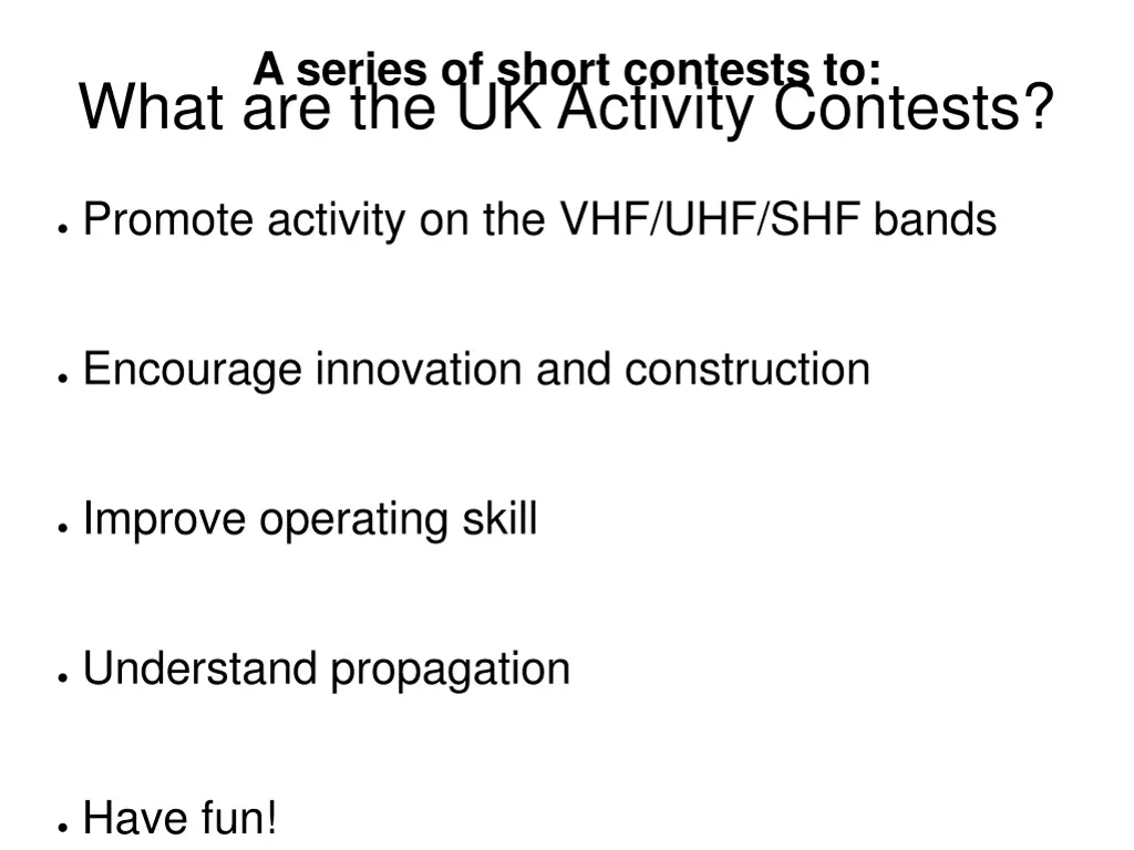 a series of short contests to