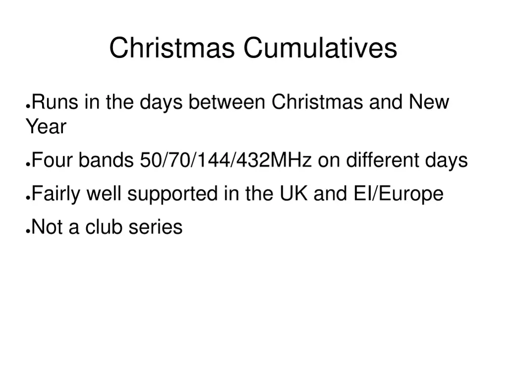 christmas cumulatives