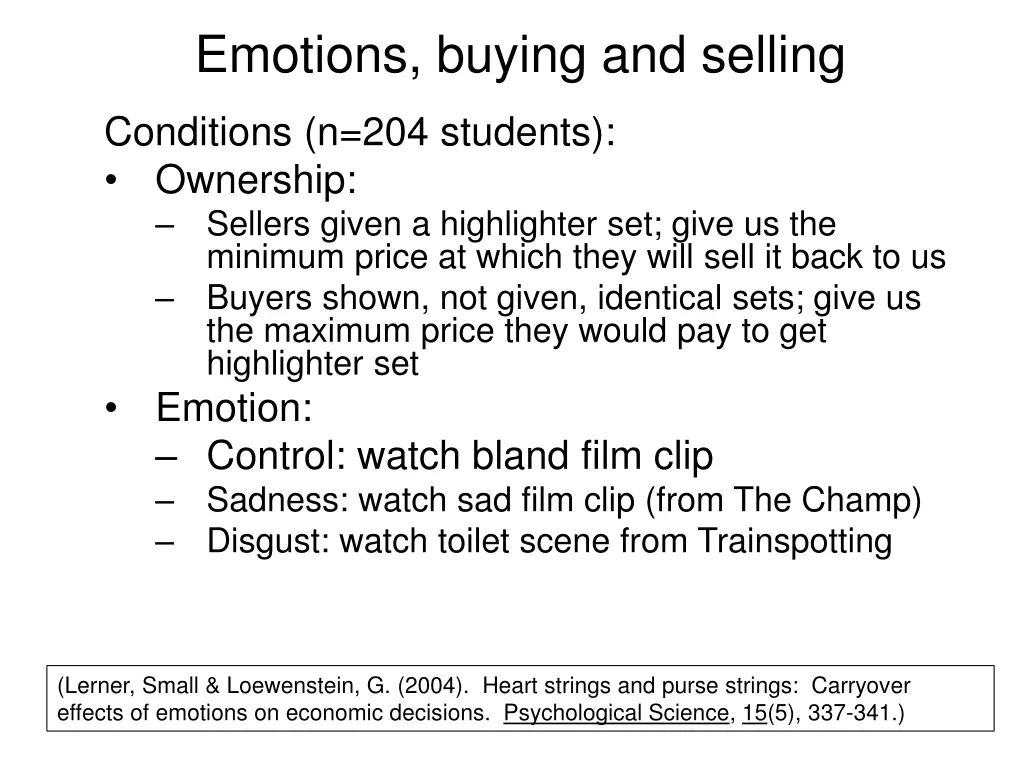 emotions buying and selling