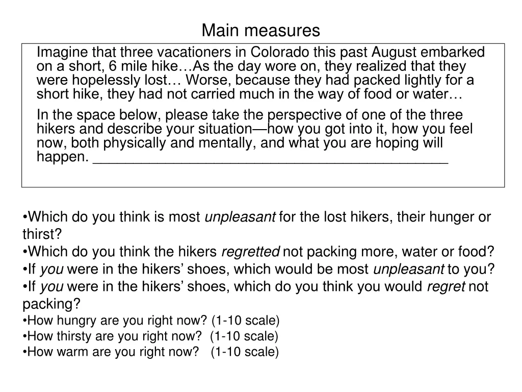 main measures
