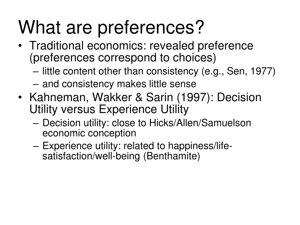 what are preferences traditional economics