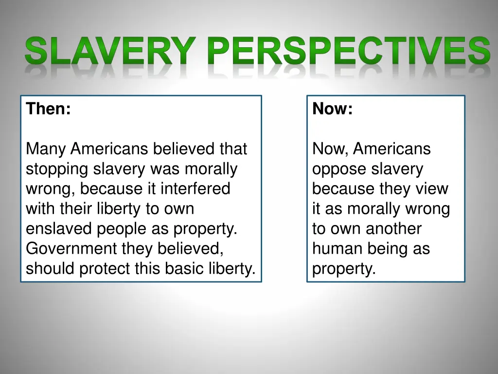 slavery perspectives