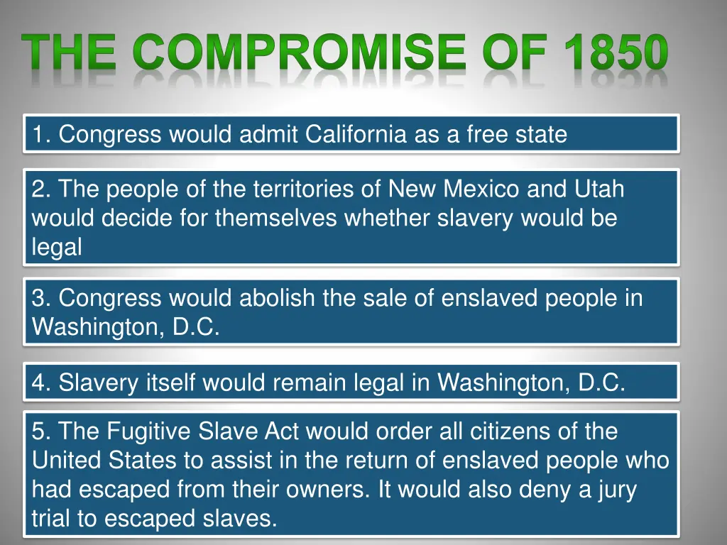 the compromise of 1850 1