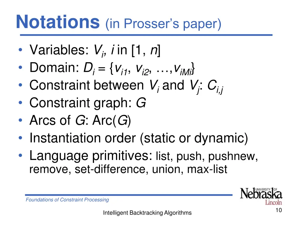 notations in prosser s paper