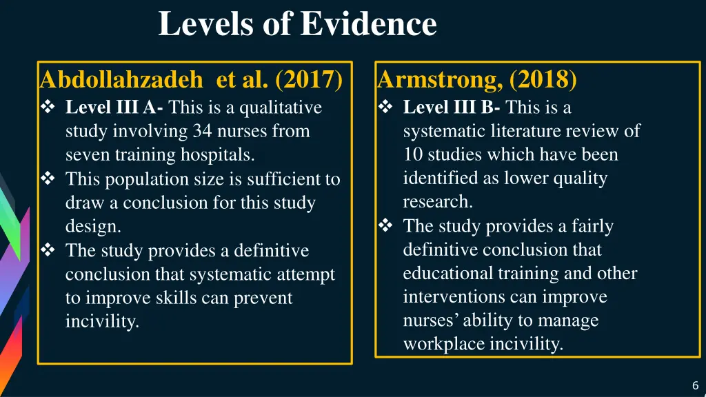 levels of evidence