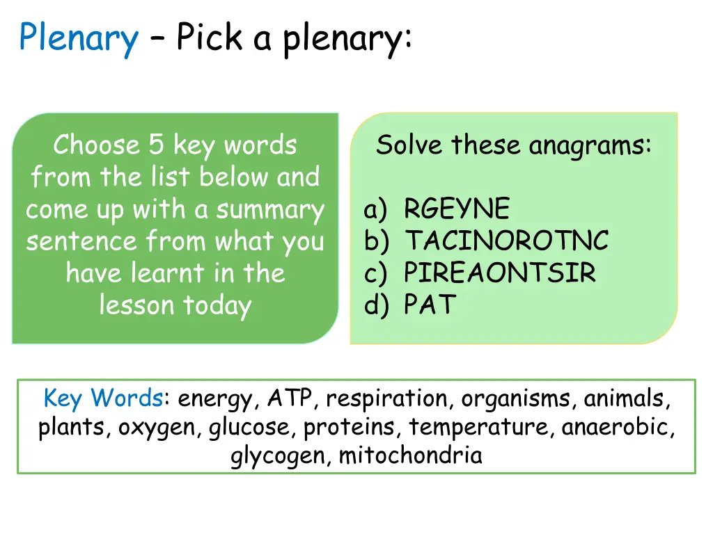 plenary pick a plenary