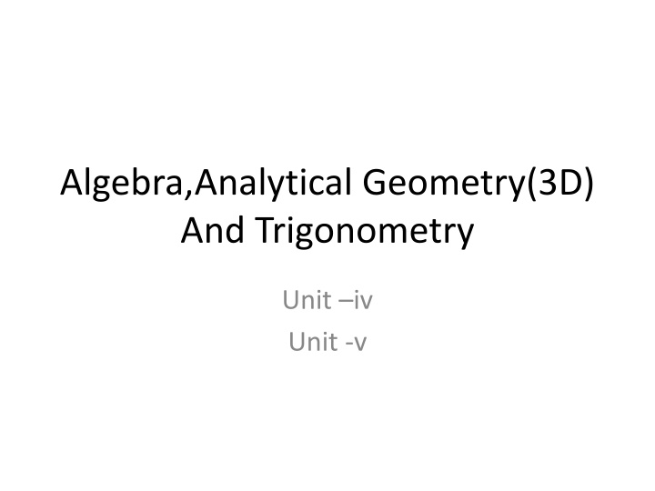 algebra analytical geometry 3d and trigonometry