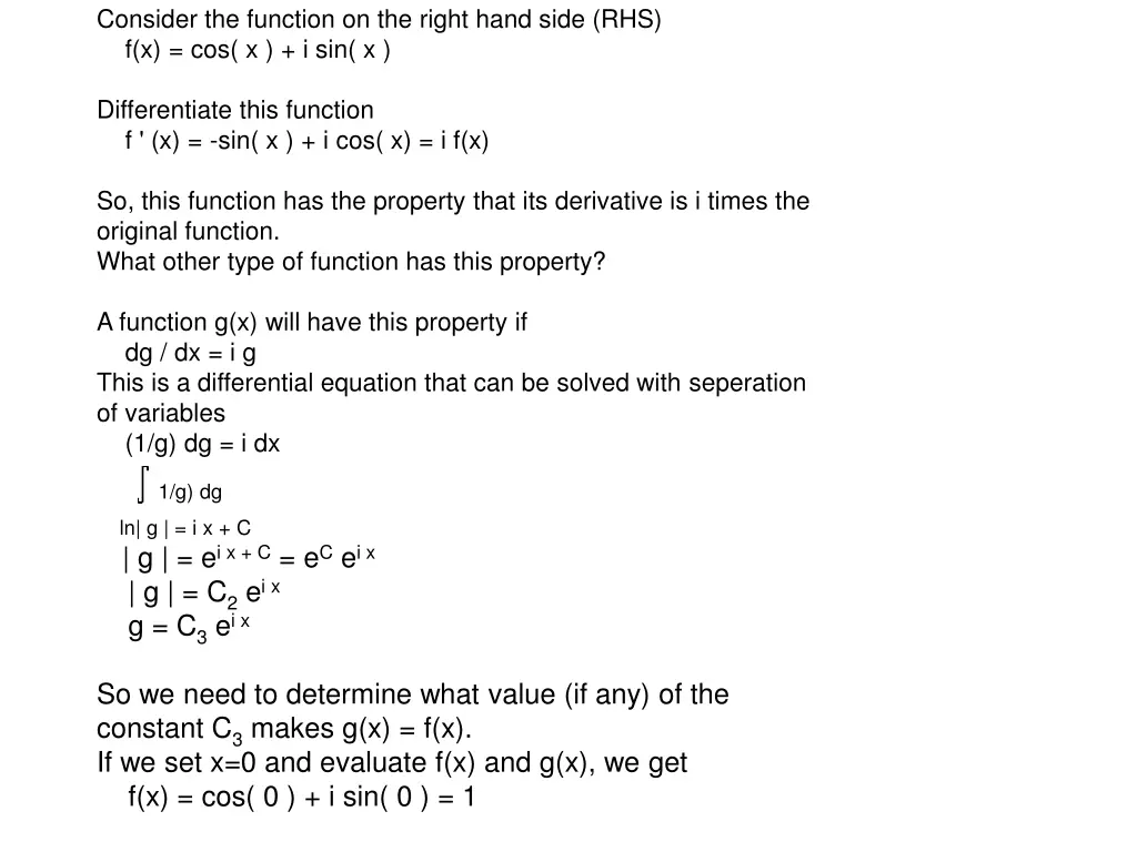 from the derivative consider the function