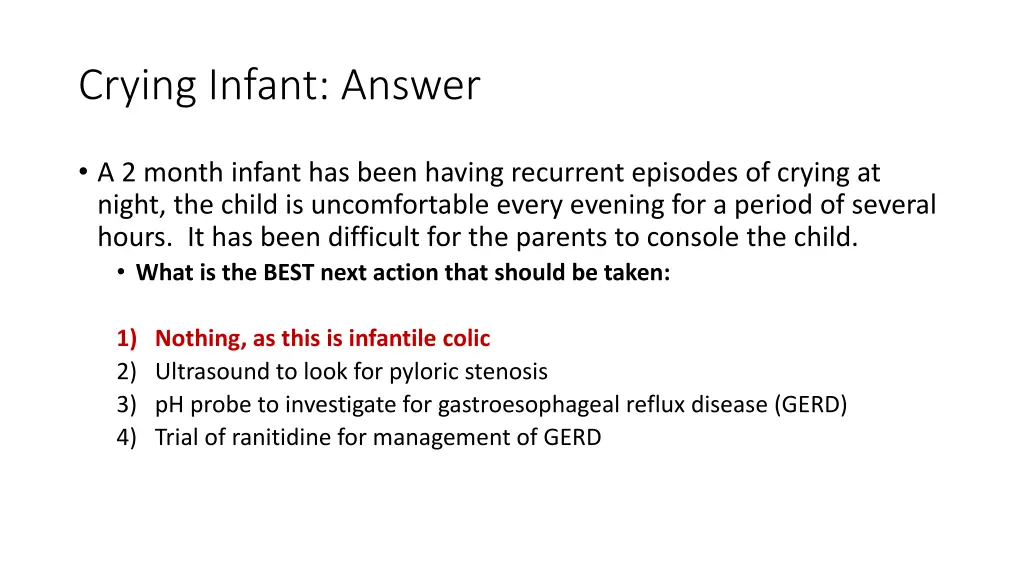 crying infant answer