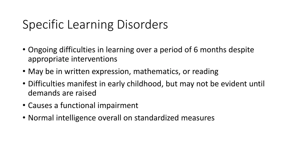 specific learning disorders