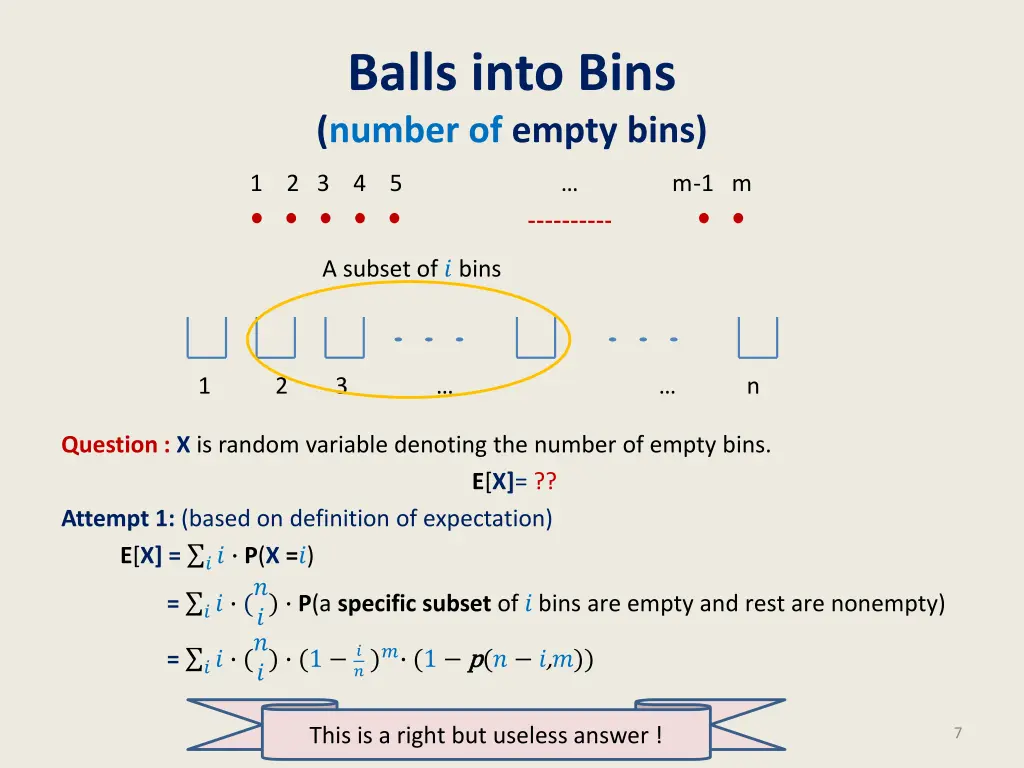 balls into bins number of empty bins