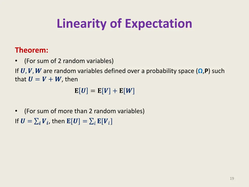 linearity of expectation