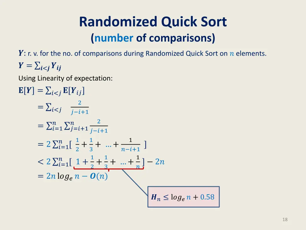 randomized quick sort number of comparisons 2
