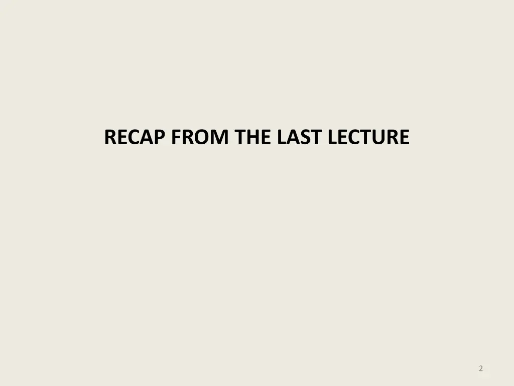 recap from the last lecture