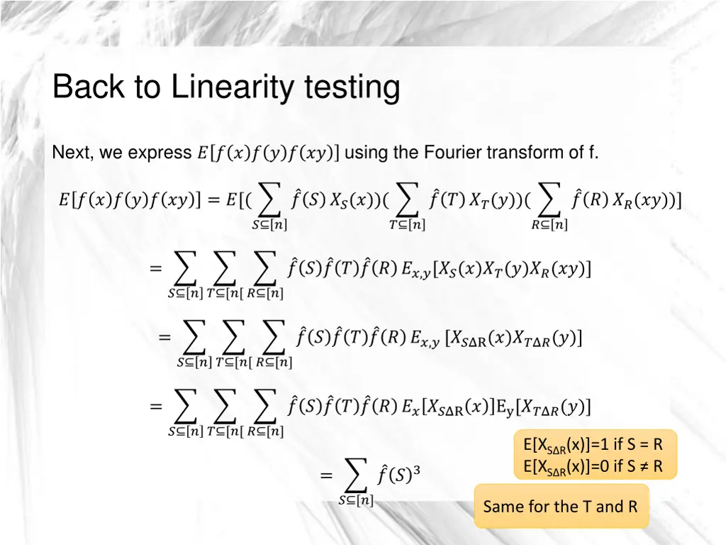 back to linearity testing 1