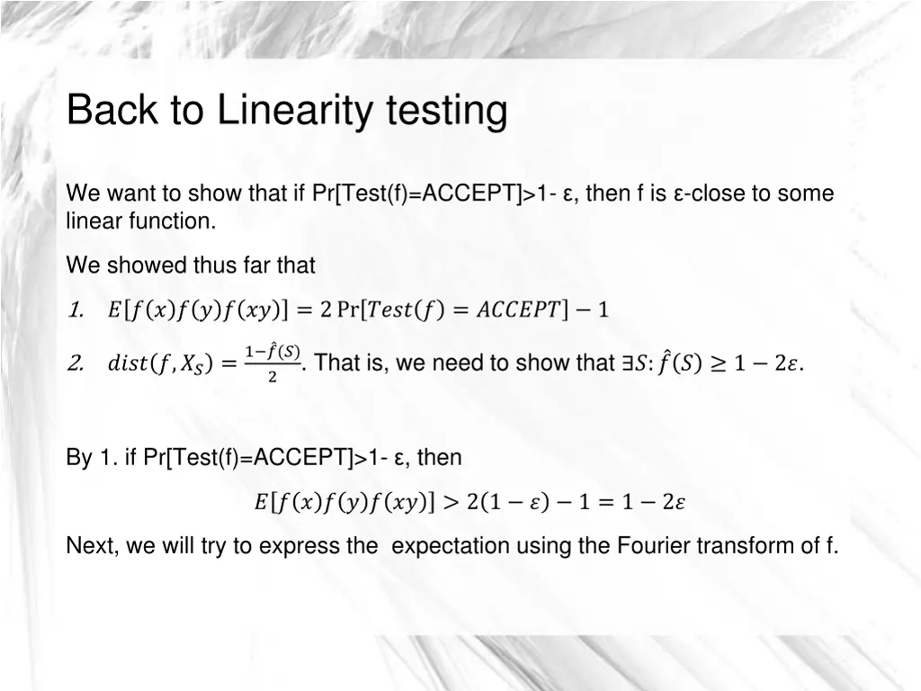 back to linearity testing