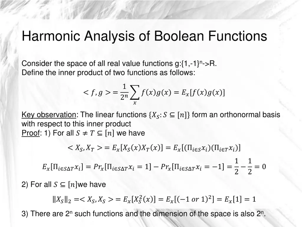 harmonic analysis of boolean functions 2