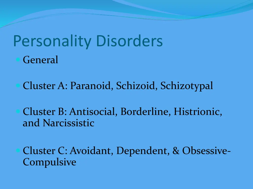 personality disorders general