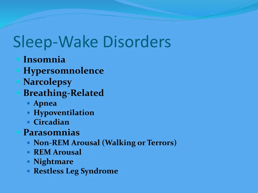 sleep wake disorders insomnia hypersomnolence