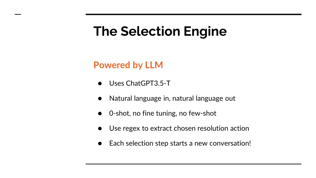 the selection engine