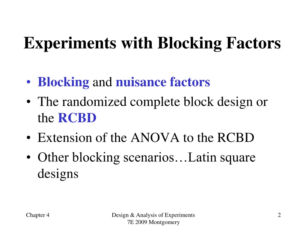 experiments with blocking factors