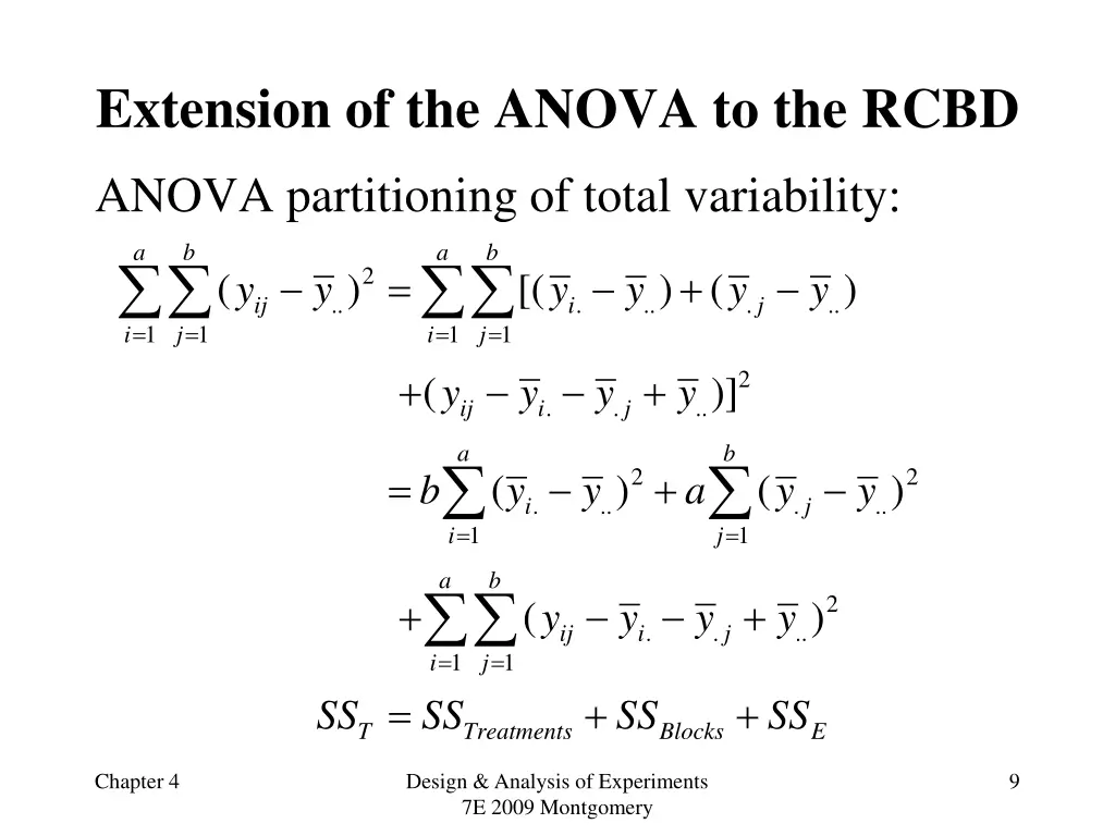 extension of the anova to the rcbd 1
