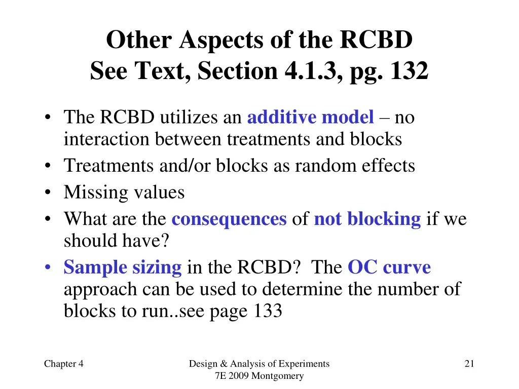 other aspects of the rcbd see text section
