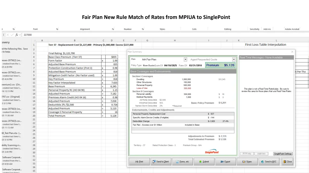 fair plan new rule match of rates from mpiua