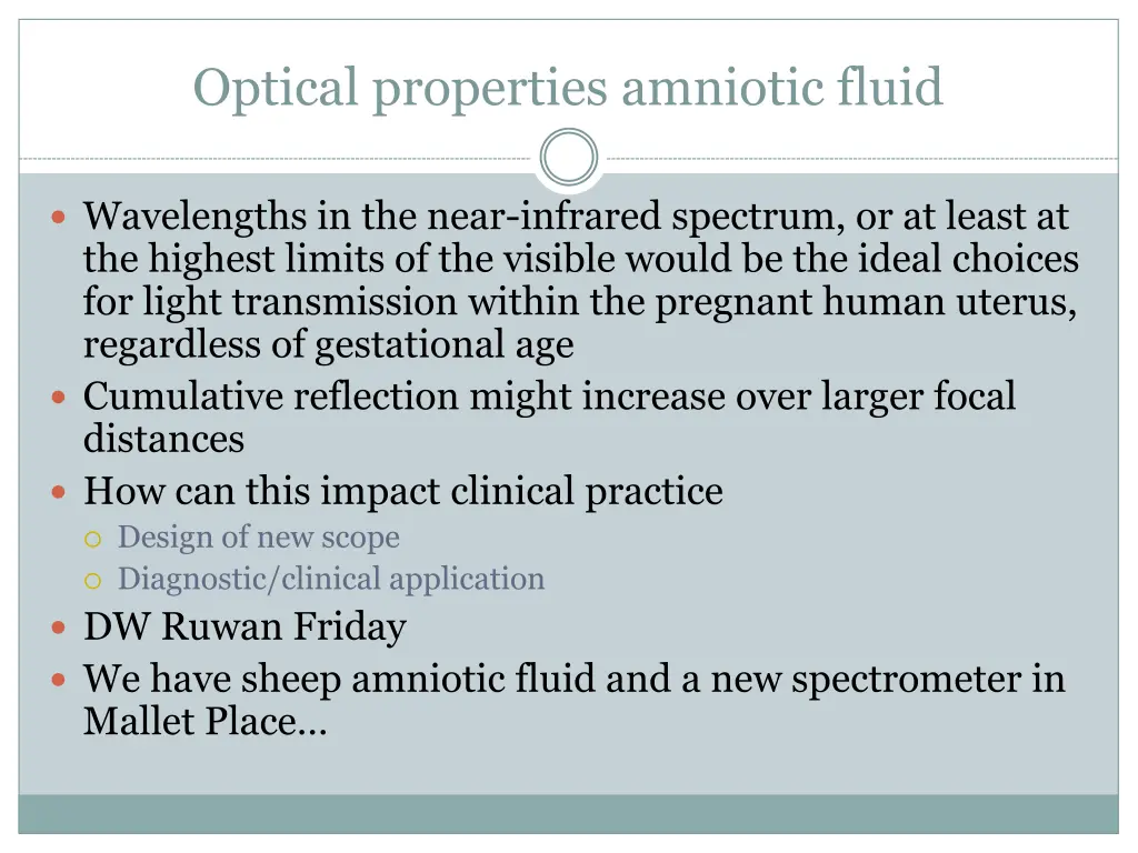 optical properties amniotic fluid
