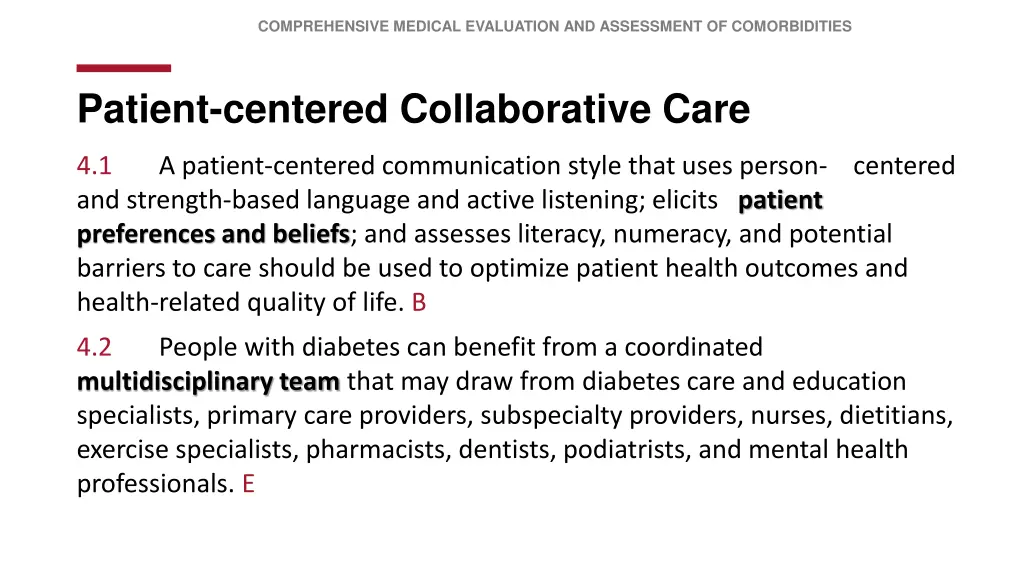 comprehensive medical evaluation and assessment