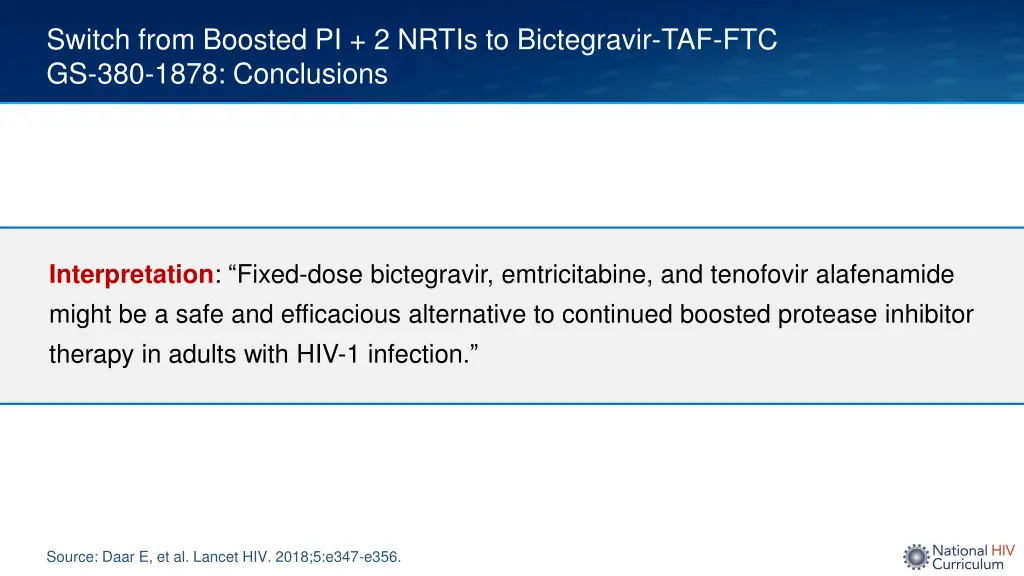 switch from boosted pi 2 nrtis to bictegravir 6
