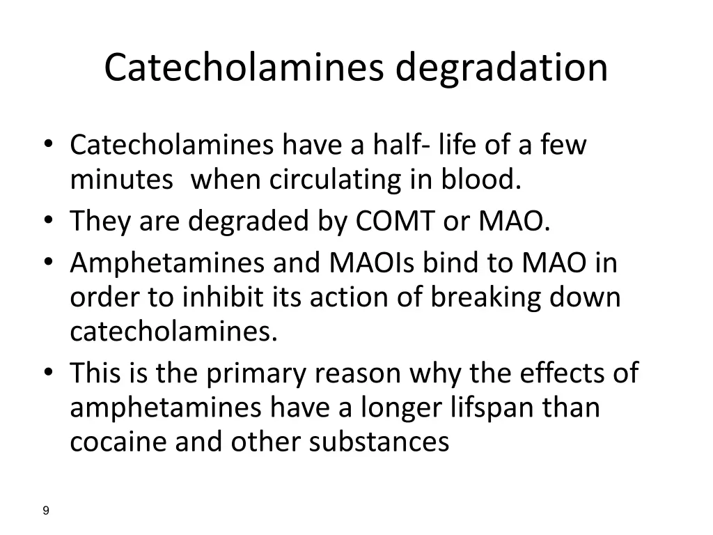 catecholamines degradation