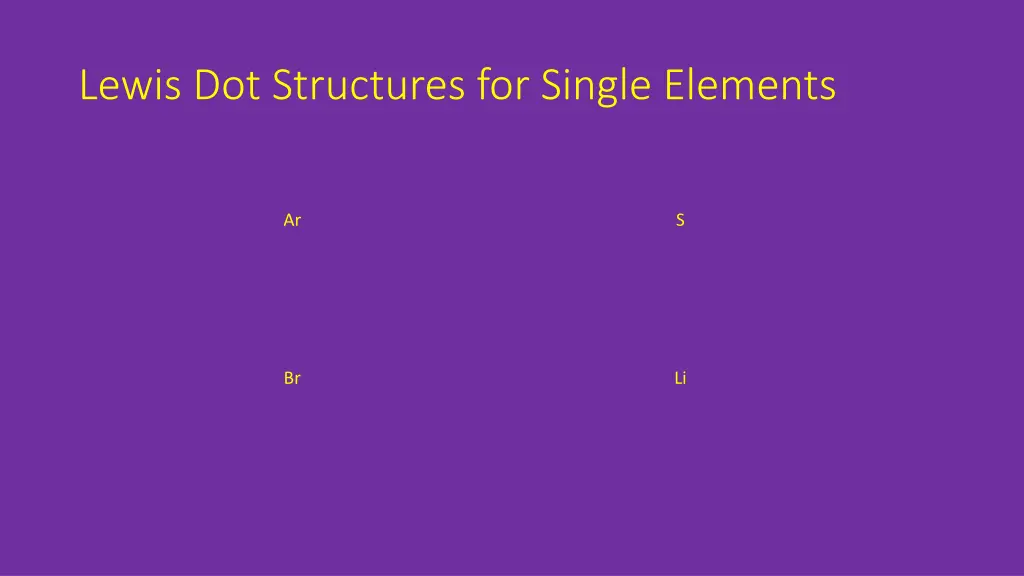 lewis dot structures for single elements