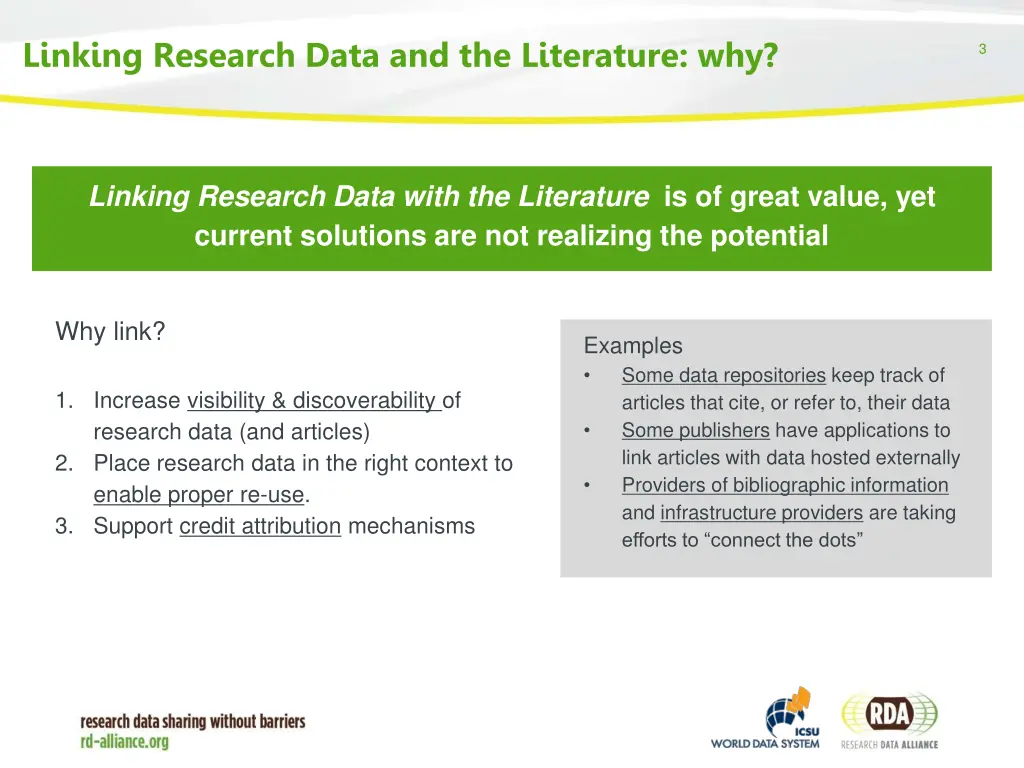 linking research data and the literature why