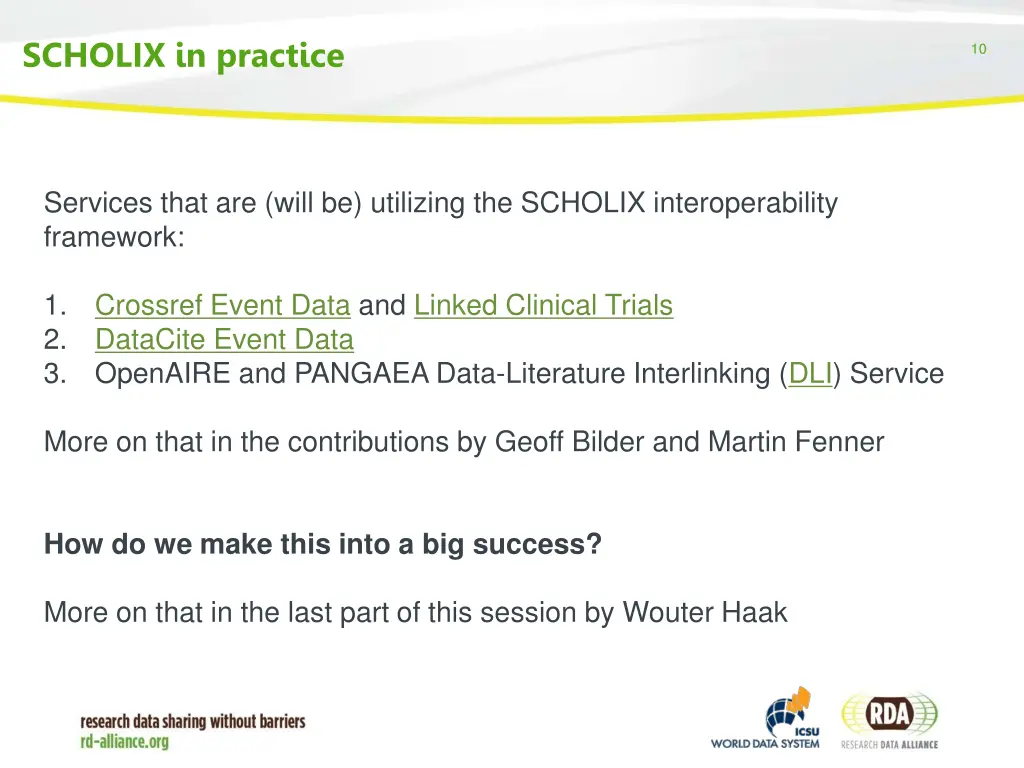 scholix in practice