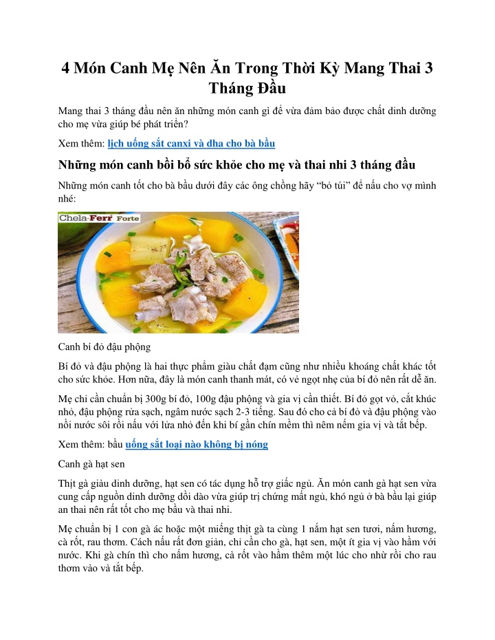 4 m n canh m n n n trong th i k mang thai