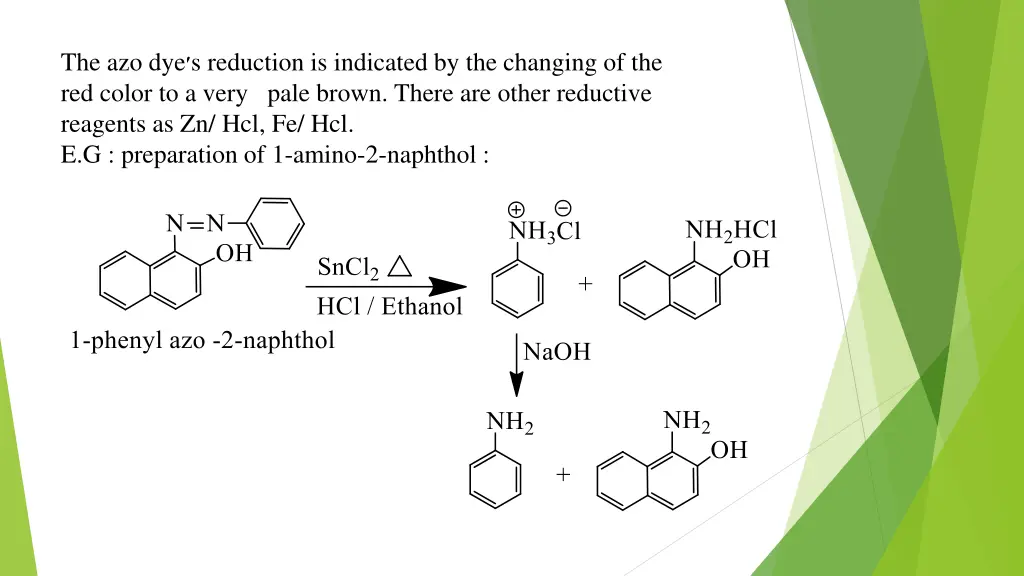 the azo dye s reduction is indicated
