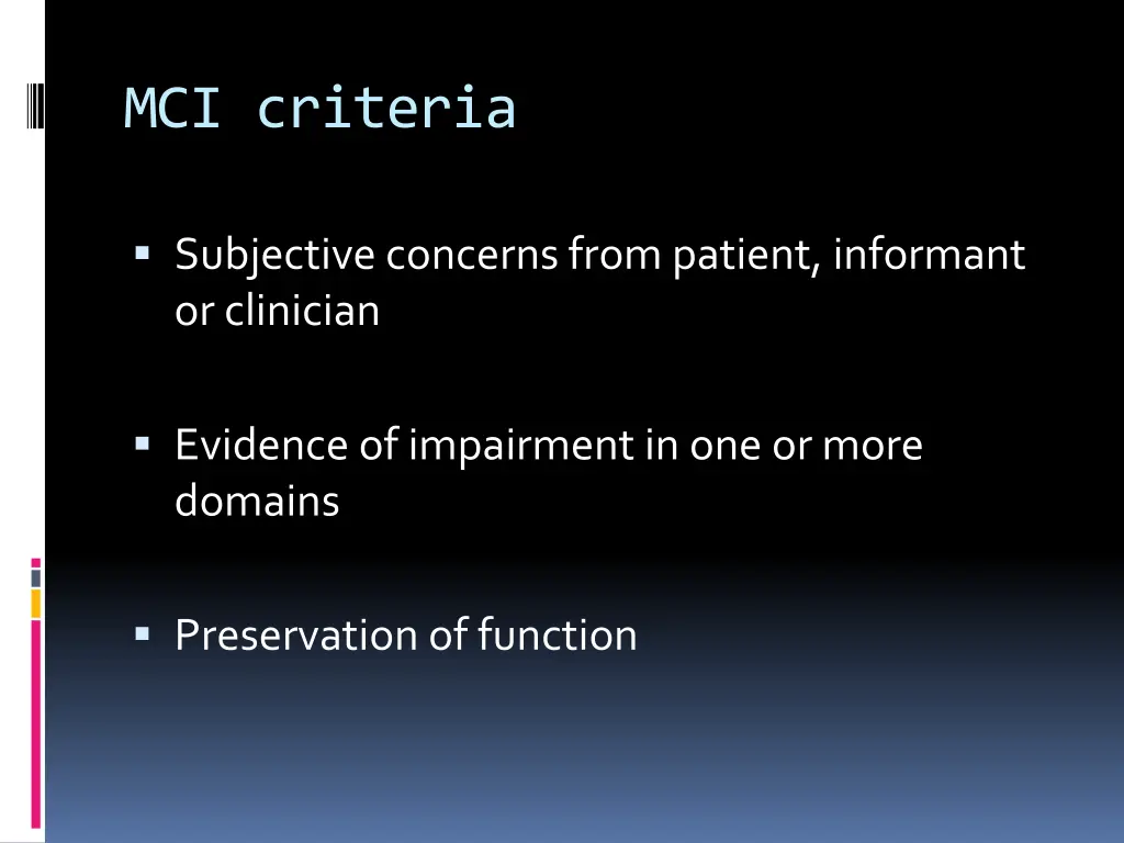 mci criteria