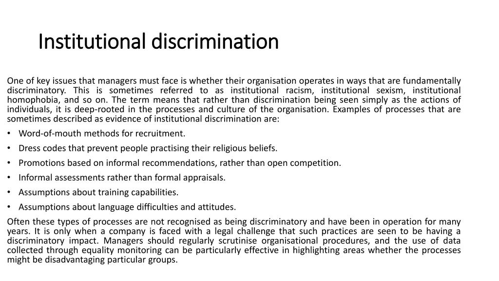 institutional institutional discrimination